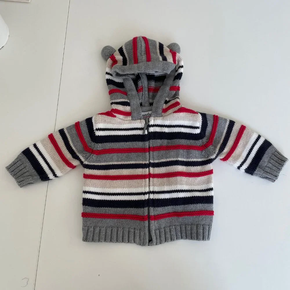 Kitestrings Bib Overalls & Sweater Cotton Animal Ear Striped Set - Picture 8 of 16
